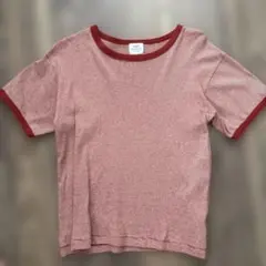 coen リンガーTシャツ ボーダー レッド