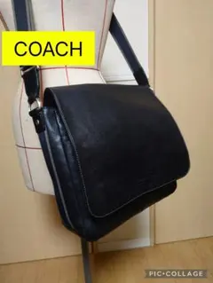 [美品]COACHコーチショルダーバッグ　本革製　BLACK