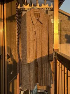80s old Burberry irish tweed coat 英国製