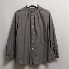 studio CLIP フリル襟 ギンガムチェック シャツ ブラウス ゆったり