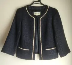 ノーカラージャケット 紺