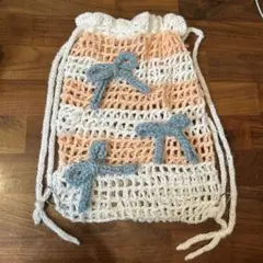 ハンドメイド ナップサック 手編み ミントコア - メルカリ