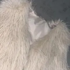 クリーム色ファーコート サテン裏地付き