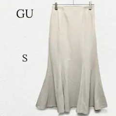 1859【GU】カットソーマーメイドロングスカート フレア ナチュラル S 上品のサムネイル