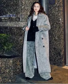 アクレント スタンドカラーシャギーロングコート