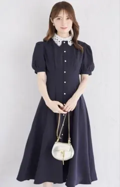 tocco closet トッコクローゼット　ネイビー　ワンピース　オケージョン