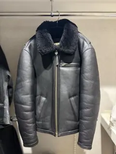 【羊革】リアルムートンレザージャケット B-3 ボア ボマー 黒