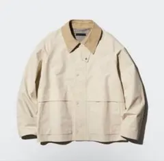 UNIQLO ユニクロ コーデュロイ襟 ジャケット L ベージュ 裏地チェック柄