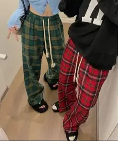 チェックパンツ