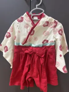 袴 ロンパース ベビー 女の子 梅柄 赤 60 初節句 お食い初め ひなまつり