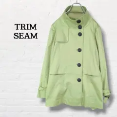 TRIM SEAM☆トレンチコート ミドル【L】グリーン