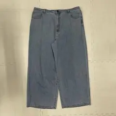 ライトブルー ワイドデニムパンツ　大きいサイズ　ウエストゴム　6Ｌ