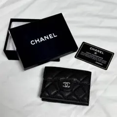 CHANEL カメリア 三つ折り財布 ラムスキン ブラック - メルカリ