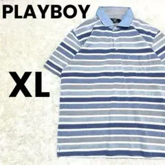 PLAYBOY プレイボーイ　刺繡ロゴ　ボーダー 半袖 ポロシャツのサムネイル