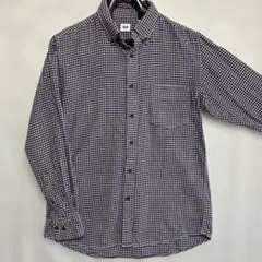 【UNIQLO】ユニクロ　紺チェック長袖ネルシャツ　M