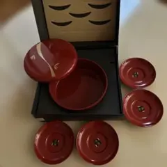 木楽 漆器 菓子器・茶托5点セット