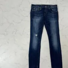 R13 イタリア製 ロゴ 牛革 ジッパーフライ デニム スキニー パンツ 26のサムネイル