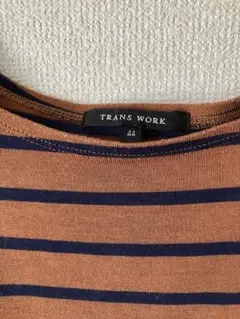 値下げトランスワーク TRANS WORK ボーダー柄五分袖トップス 44