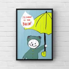 ★A4 フレーム付き★オリジナル アートポスター SING 猫 インテリア