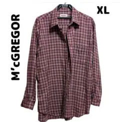 美品 McGREGOR マクレガー ワイン チェック柄シャツ XLのサムネイル
