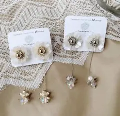 (5)ハンドメイド アクセサリー ビーズ刺繍 シンプル ピアス イヤリング 人気