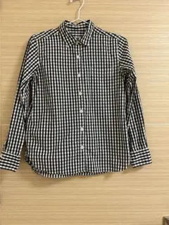 MUJI 長袖 ギンガムチェックシャツ ブラック Sサイズ