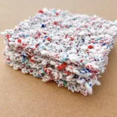 手織り コースター5枚綿混⭐︎ミニマット 敷物 ファンシーヤーン ハンドメイド