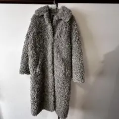 ZARA フェイクファー ロングコート S グレー