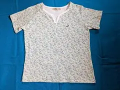 CROCODILEレ　半袖Tシャツ小花柄　薄いグリーン/ブルー　綿100%　美品のサムネイル