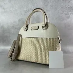 Kate spadeケイトスペードかごハンドバッグホワイト/ベージュ2way美品
