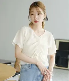 kastane フロントシャーリング半袖TEE