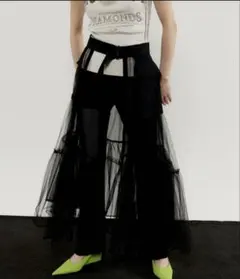 メゾンスペシャル　チュールティアードベルトスカート FREEサイズ