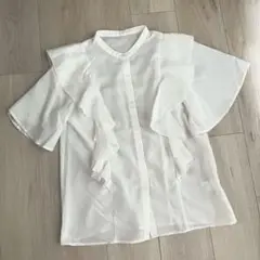 natural & standard 半袖ブラウス　ホワイト　Sサイズ
