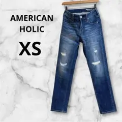 AMERICAN HOLIC★テーパードデニムリメイク　 ダメージ　XS
