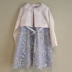 フォーマルワンピース ボレロセット 花柄刺繍 水色 130cm RIO