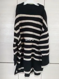 SHIPS　ボーダー　ニット　黒×きなりのサムネイル