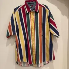 TOMMY HILFIGER ストライプ柄 半袖シャツ XL