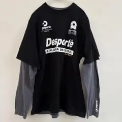 Desporte デスポルチ　フットサル ロンT 長袖 綿　ブラック　グレー