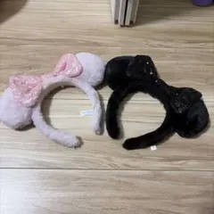 ディズニーランド ミニー カチューシャ ピンク 黒 ふわふわ