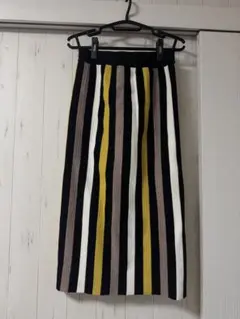 COQULE ニットスカート ストライプ ウエストゴム 秋冬 美品 S〜M