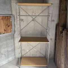 送料込　無印良品　ステンレスユニットシェルフ　オーク材棚セット　ワイド　大