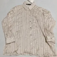 値下げ ZARA 新品 シアーストライプシャツ Mのサムネイル