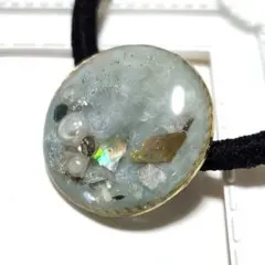 【匿名配達メール便】大理石風　シルバー　ヘアゴム　ハンドメイド