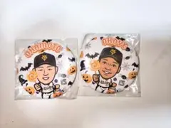岡本和真選手＆オコエ瑠偉選手 ガチャ缶バッジ2025ハロウィンver.