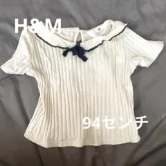 H&M リブトップス　キッズ半袖　94センチ　リボンのサムネイル