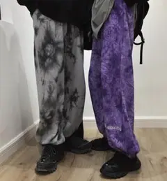 ★大人気★　ピープス　タイダイ柄　スウェット　ストリート　ダンス　ワイドパンツ