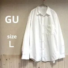GU ジーユー ホワイト 長袖シャツ ポケット付き Ｌ
