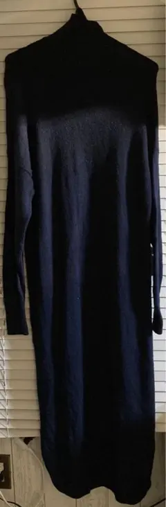 無印ハイネックニットロングワンピース　ネイビー