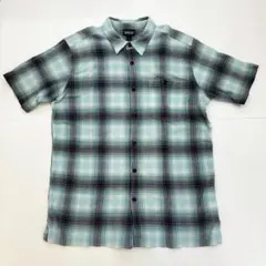 patagonia 半袖シャツ L エメラルドグリーンと黒のチェックのサムネイル