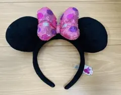 ミニーマウス風カチューシャ 黒×ピンク